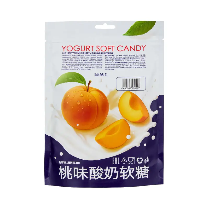 Йогуртовые конфеты со вкусом персика 98г