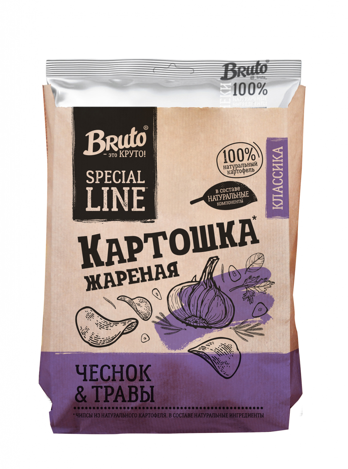 Крафт Картошка BRUTO чеснок и травы 120г