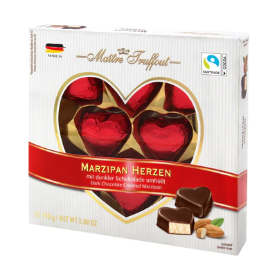 Конфеты Marzipan Hearts в тем. шок. с марципаном 110г