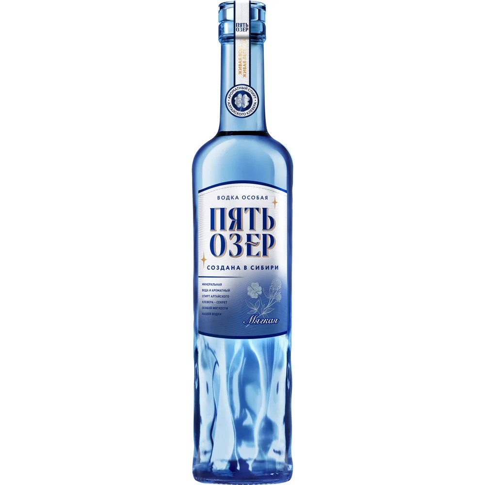 Водка "Пять Озер" Мягкая, 38%, 0,5л