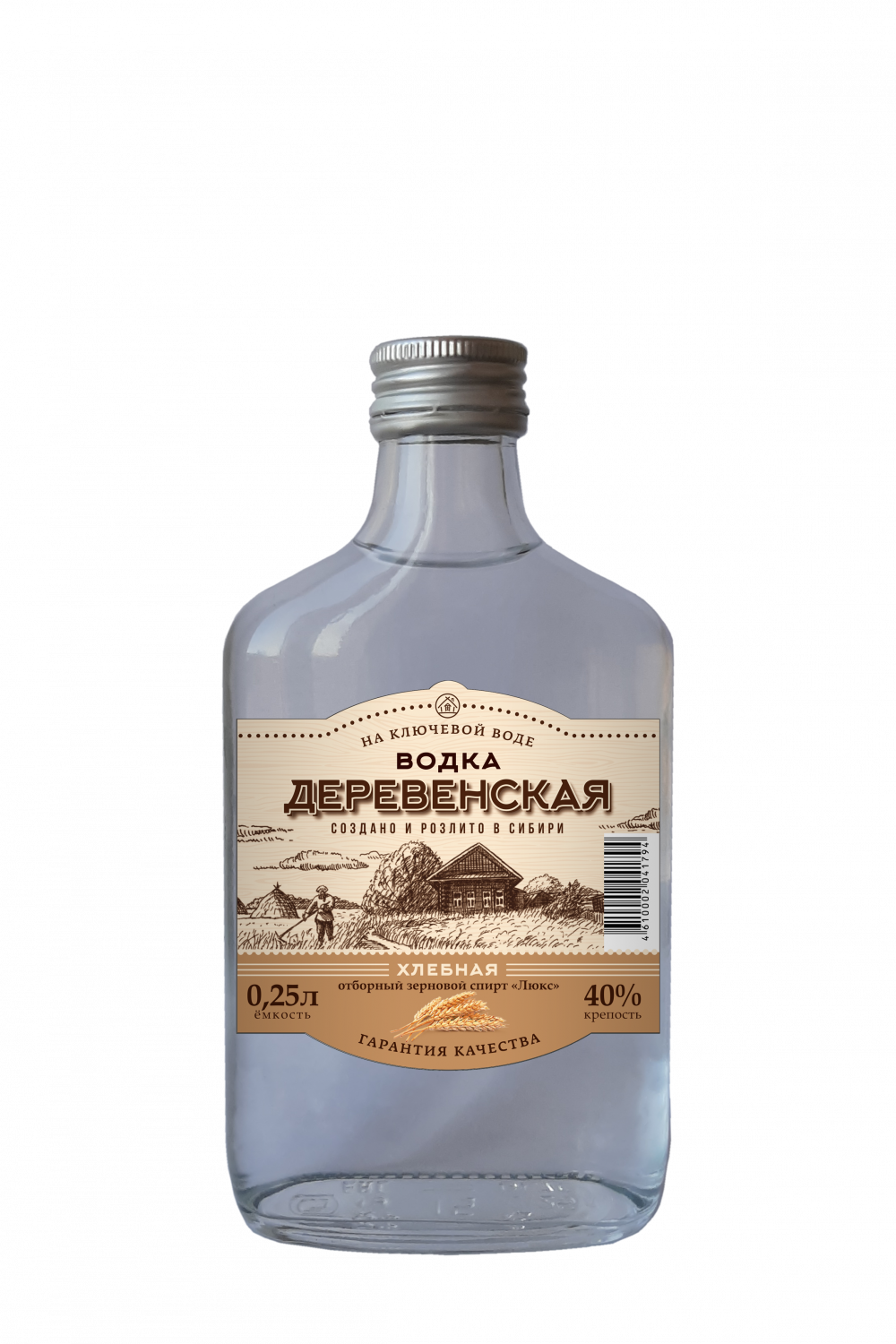 Водка "Деревенская" Хлебная, 40%, 0,25л