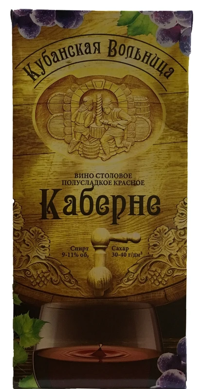 Вино красное п/сладкое «Кубанская Вольница» 1 л, 10%