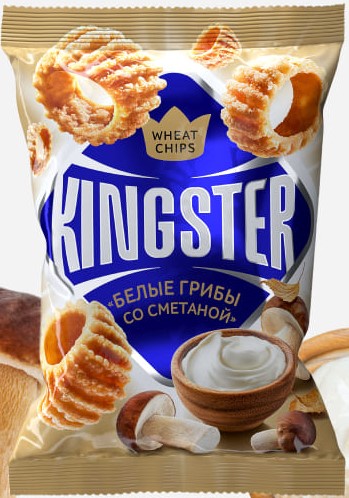 Чипсы пшеничные KINGSTER со вкусом белые грибы со сметаной 55г