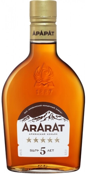 Коньяк Армянский пятилетний «Ararat 5 звёзд» 0,25 л, 40%