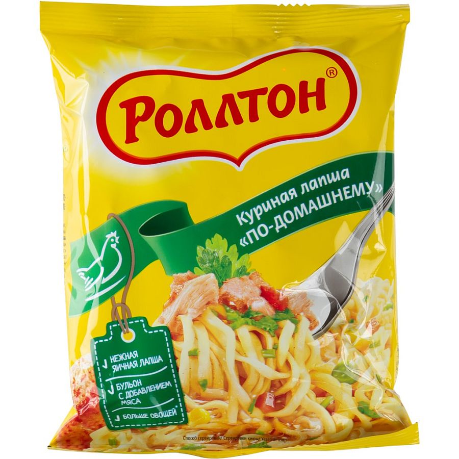 Лапша БП "РОЛЛТОН" с курицей по домашнему пакет 85г