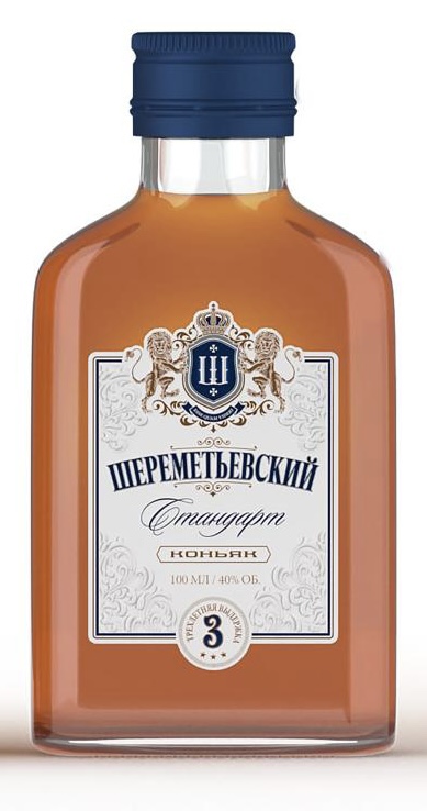 Коньяк Российский трехлетний «Шереметьевский Стандарт» 0,1 л, 40%