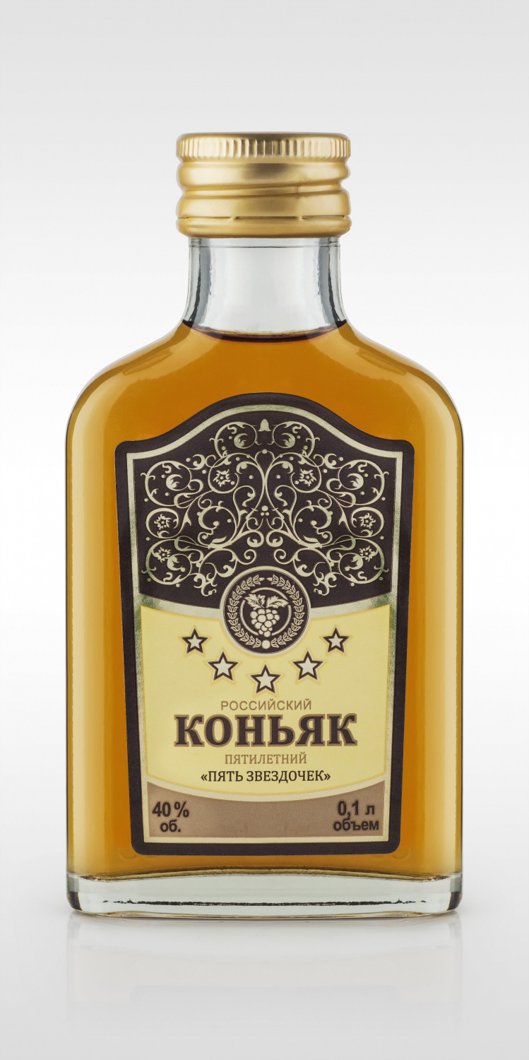 Коньяк "ПЯТЬ ЗВЕЗДОЧЕК" 40% 0,1 л 2291