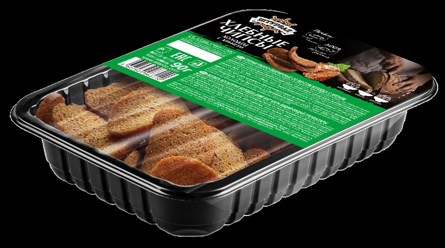 Хлебные чипсы "Штурвал" со вкусом холодца с хреном лоток 90г