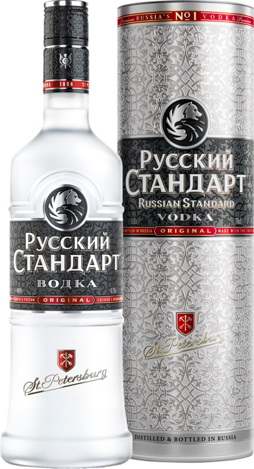 Водка "Русский Стандарт", 40%, 1л,  в подарочной упаковке (тубус)