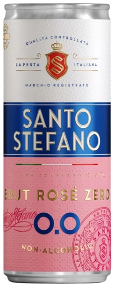Вино безалкогольное игристое розовое брют «Santo Stefano Brut Rose Zero» 0,25л