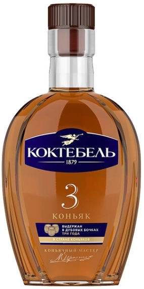 Коньяк Российский трехлетний «Коктебель» 0,25 л, 40%