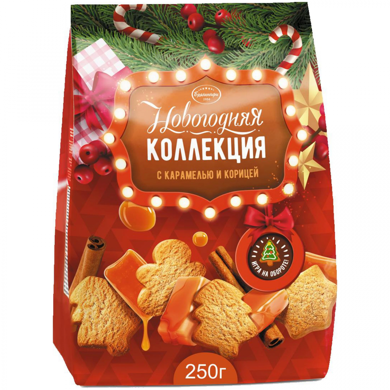 Печенье «Новогодняя коллекция» карамель-корица 250г
