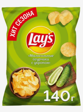 Чипсы "LAYS" Малосольные огурчики с укропом 140г