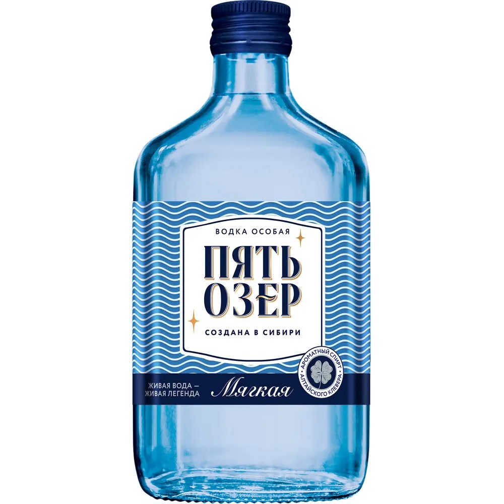 Водка "Пять Озер" Мягкая, 38%, 0,25л