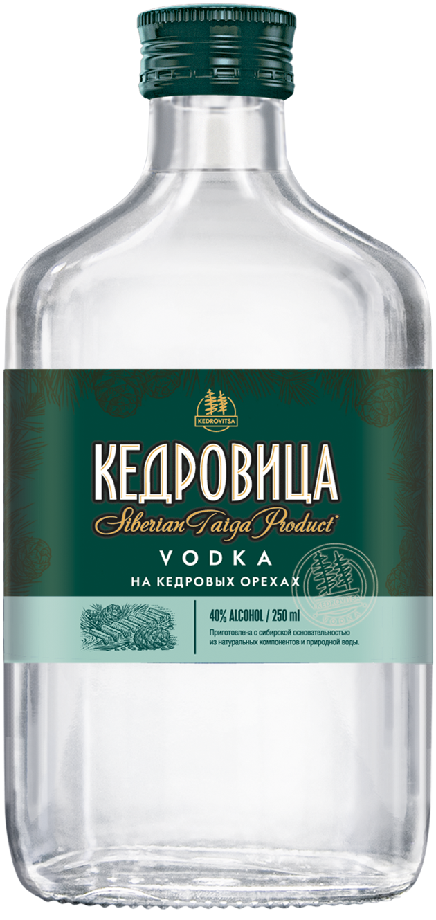 Водка "Кедровица" На кедровых орехах, 40%, 0,25л