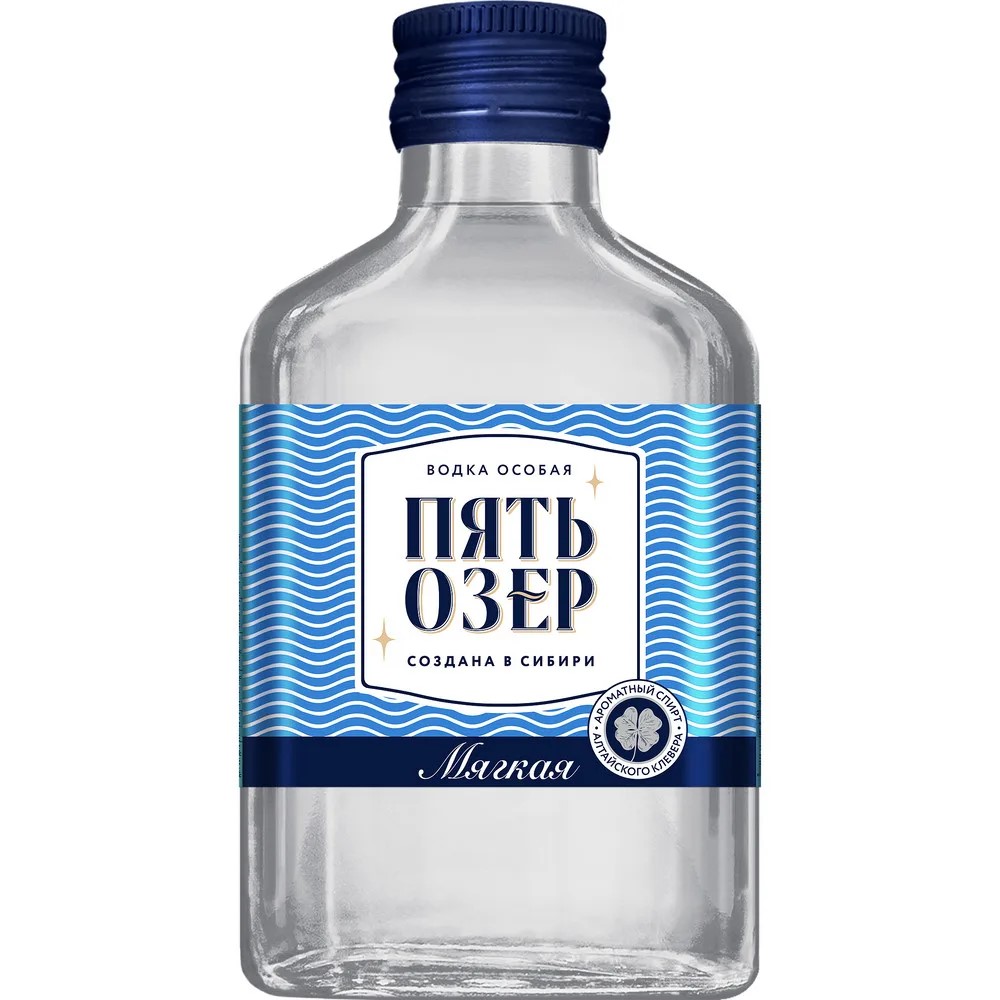 Водка "Пять Озер" Мягкая, 38%, 0,1л